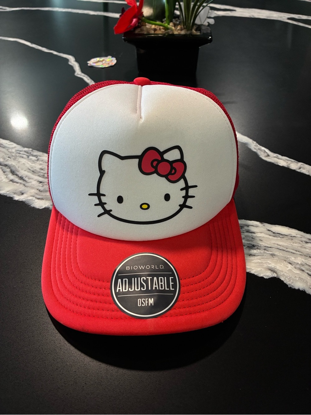 Hello Kitty Red & White Mesh Trucker Cap